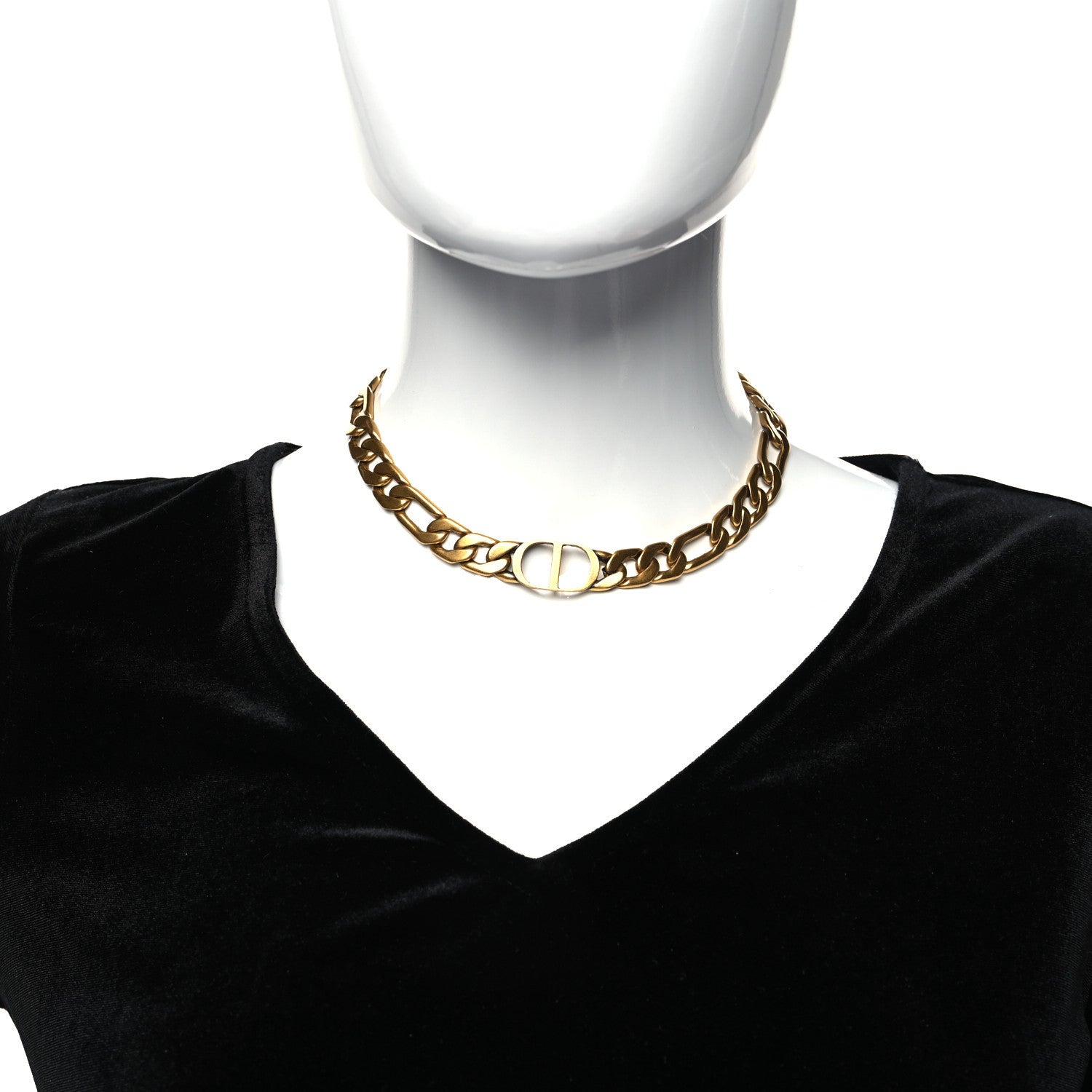 Christian Dior Metal CD Choker Necklace Aged Gold 1 of 5