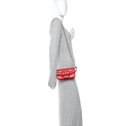 Valentino Garavani Calfskin Enamel Vlogo Small Loco Shoulder Bag Rouge Pur 2 of 9