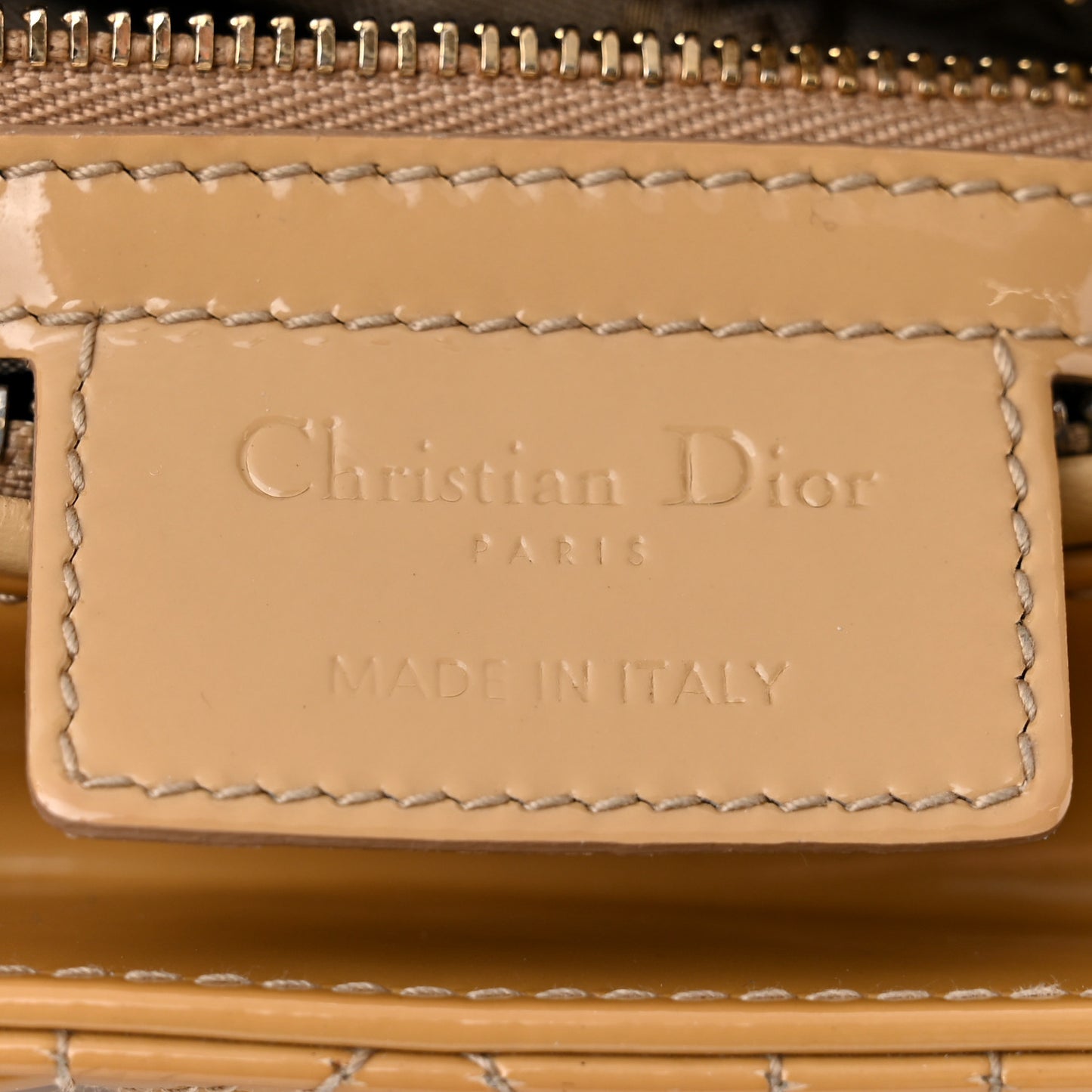 Patent Cannage Medium Lady Dior Beige