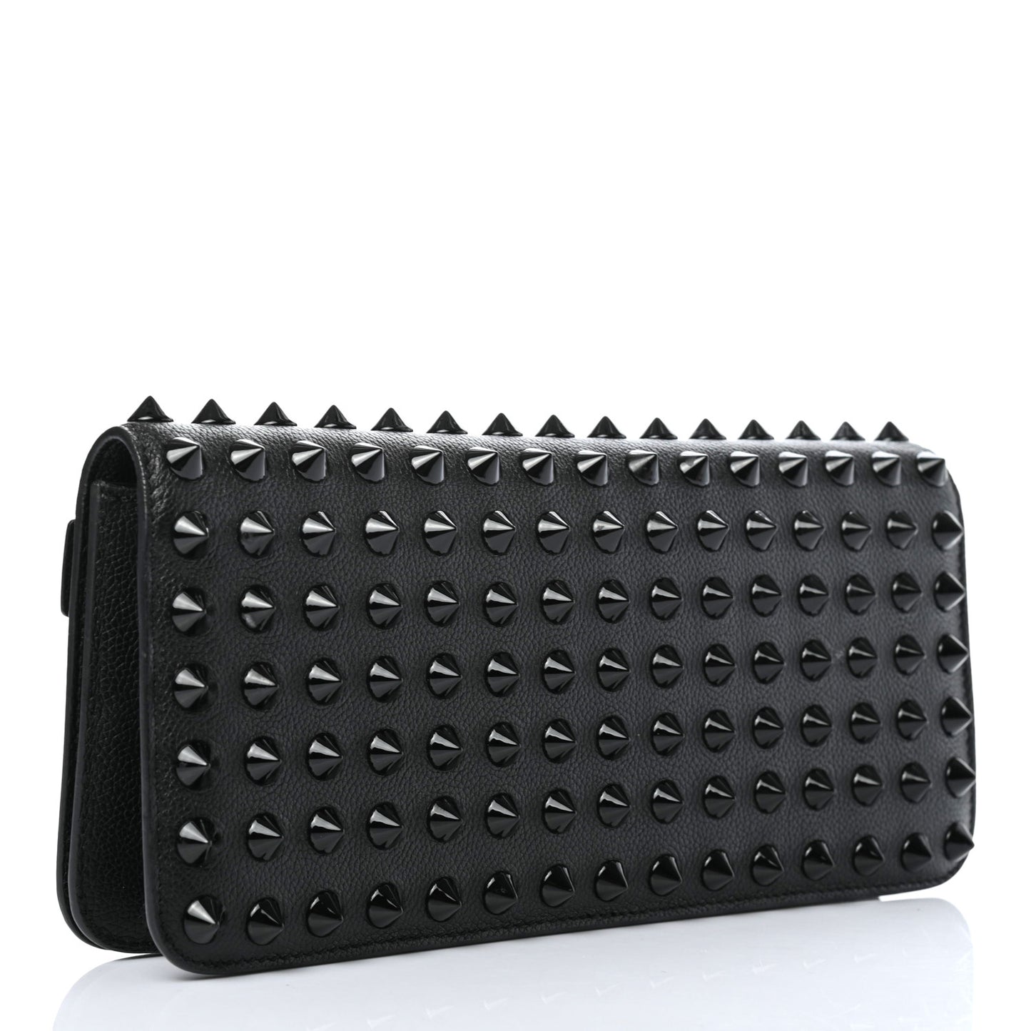 Pebbled Calfskin Studded Jennifer Clutch Black