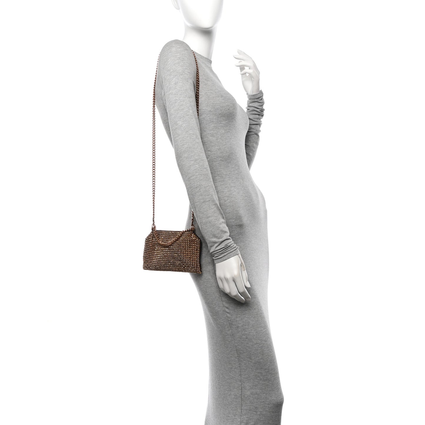 Crystal Mesh Falabella Shoulder Bag Metallic Brown