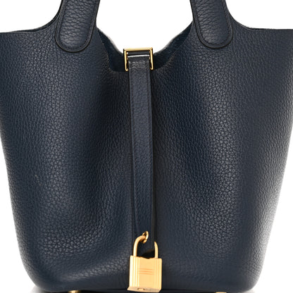 Hermes Taurillon Clemence Picotin Lock 18 PM Bleu Nuit 8 of 11