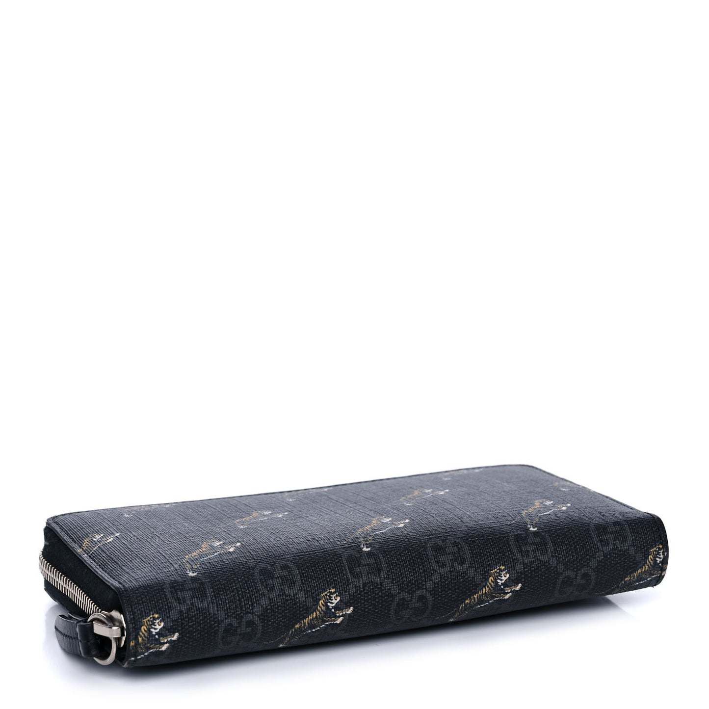 GG Supreme Monogram Tigers Zip Around Wallet Black Multicolor