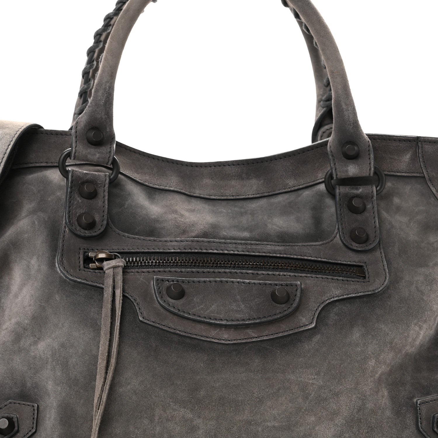 Balenciaga Waxed Suede Calfskin Classic Hardware Medium Le City Storm Grey 8 of 13