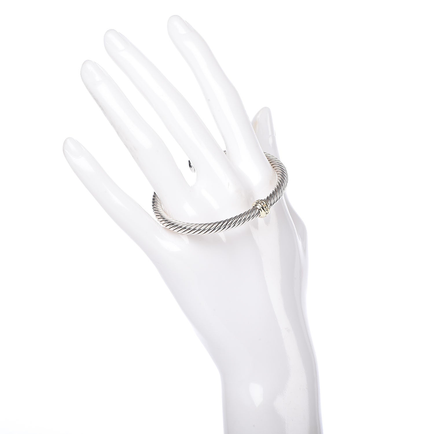 David Yurman Sterling Silver 14K Yellow Gold 5mm Cable Classics Single Station Bracelet 2 of 4