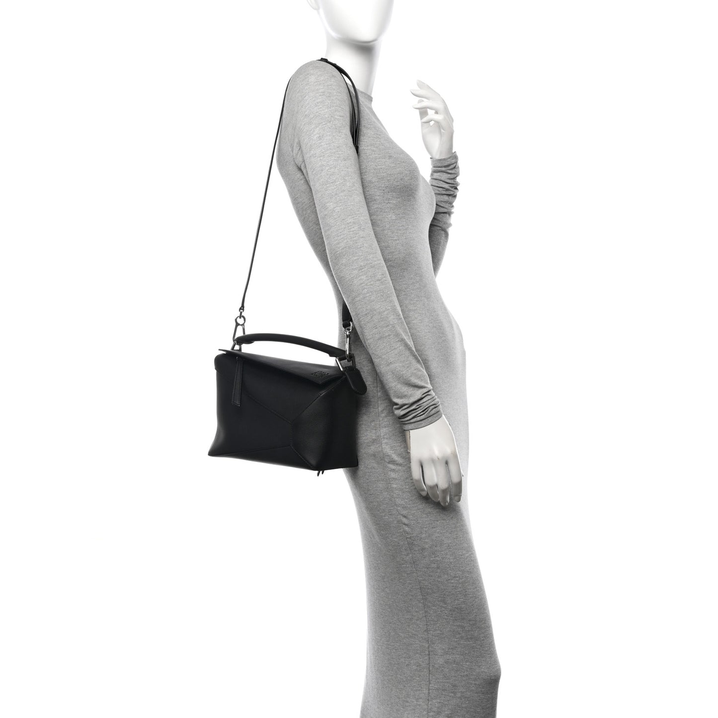 Calfskin Small Puzzle Edge Bag Black