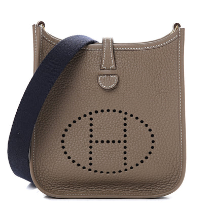 Hermes Taurillon Clemence Amazone Evelyne TPM Etoupe Bleu Indigo 1 of 10