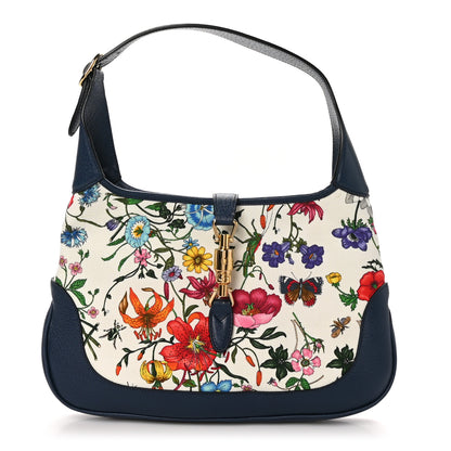 Gucci Canvas Flora Medium Jackie Hobo Blue Agata 1 of 10