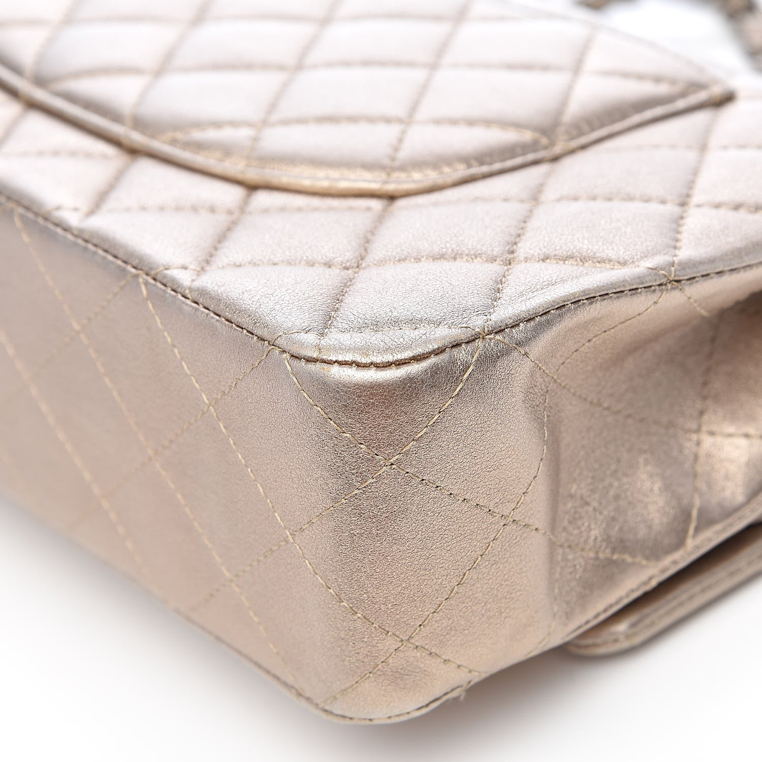 Chanel Metallic Lambskin Quilted Medium Double Flap Gold 15 of 16