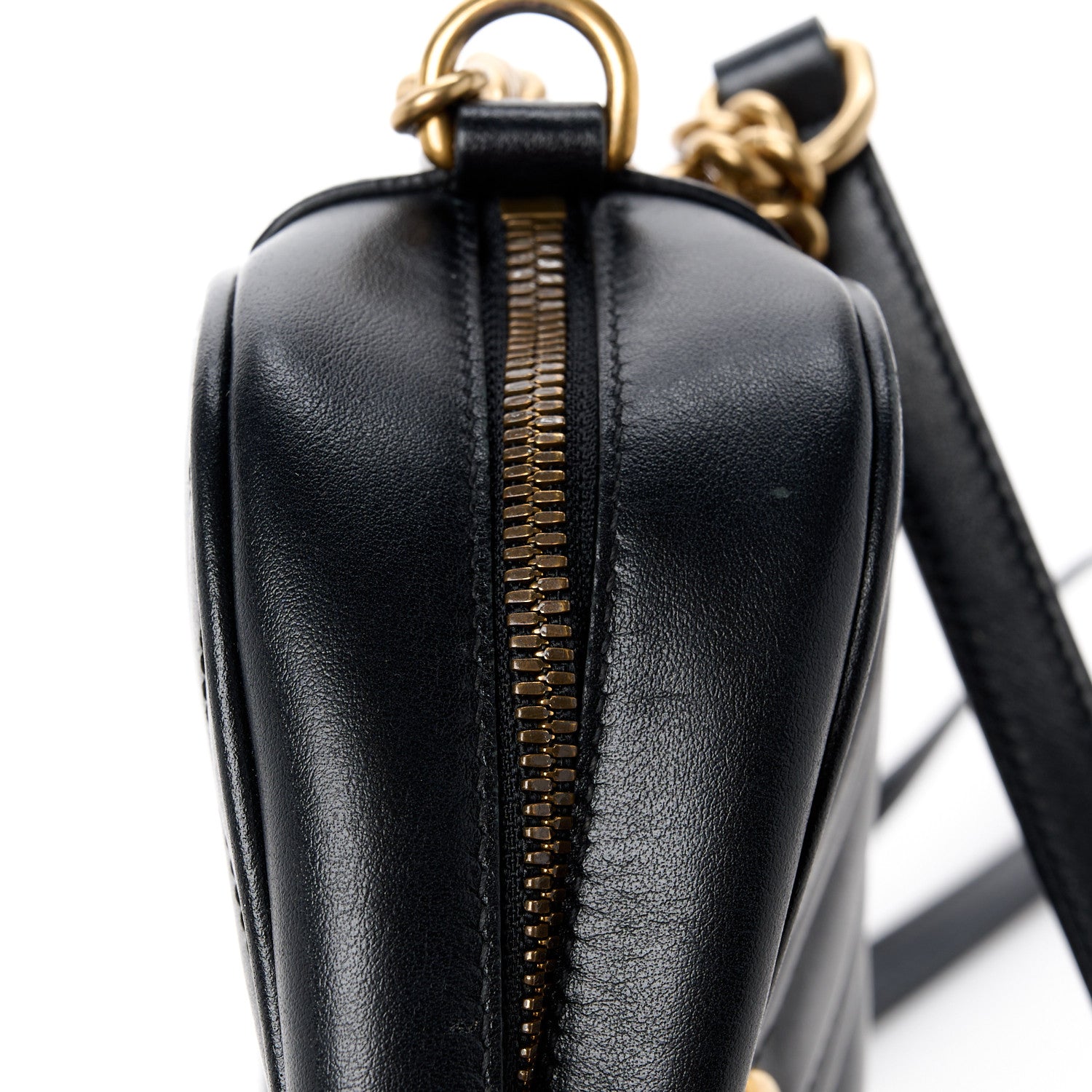 Gucci Calfskin Matelasse Small GG Marmont Chain Shoulder Bag Black 13 of 14