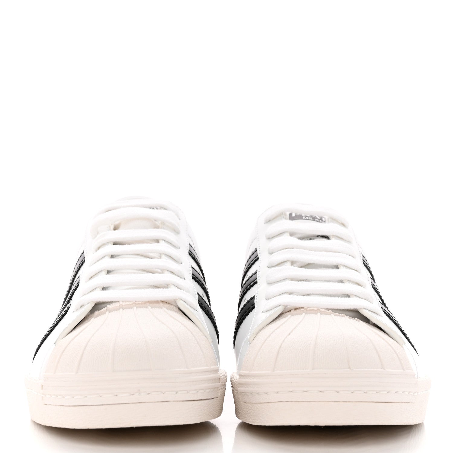 Prada X ADIDAS Brushed Calfskin Logo Mens Superstar Sneakers 7.5 White Black 2 of 8