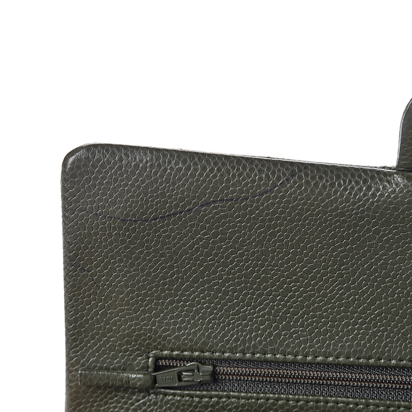 Caviar Quilted Medium Double Flap Dark Green