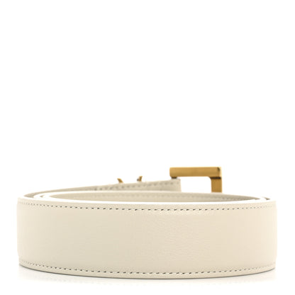 Saint Laurent Smooth Calfskin Monogram Square Buckle Belt 80 32 Crema Soft 2 of 8