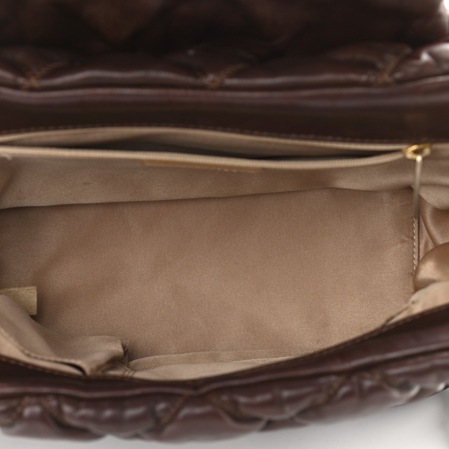 Chanel Lambskin Bubble Quilt Accordion Flap Dark Brown 5 of 10