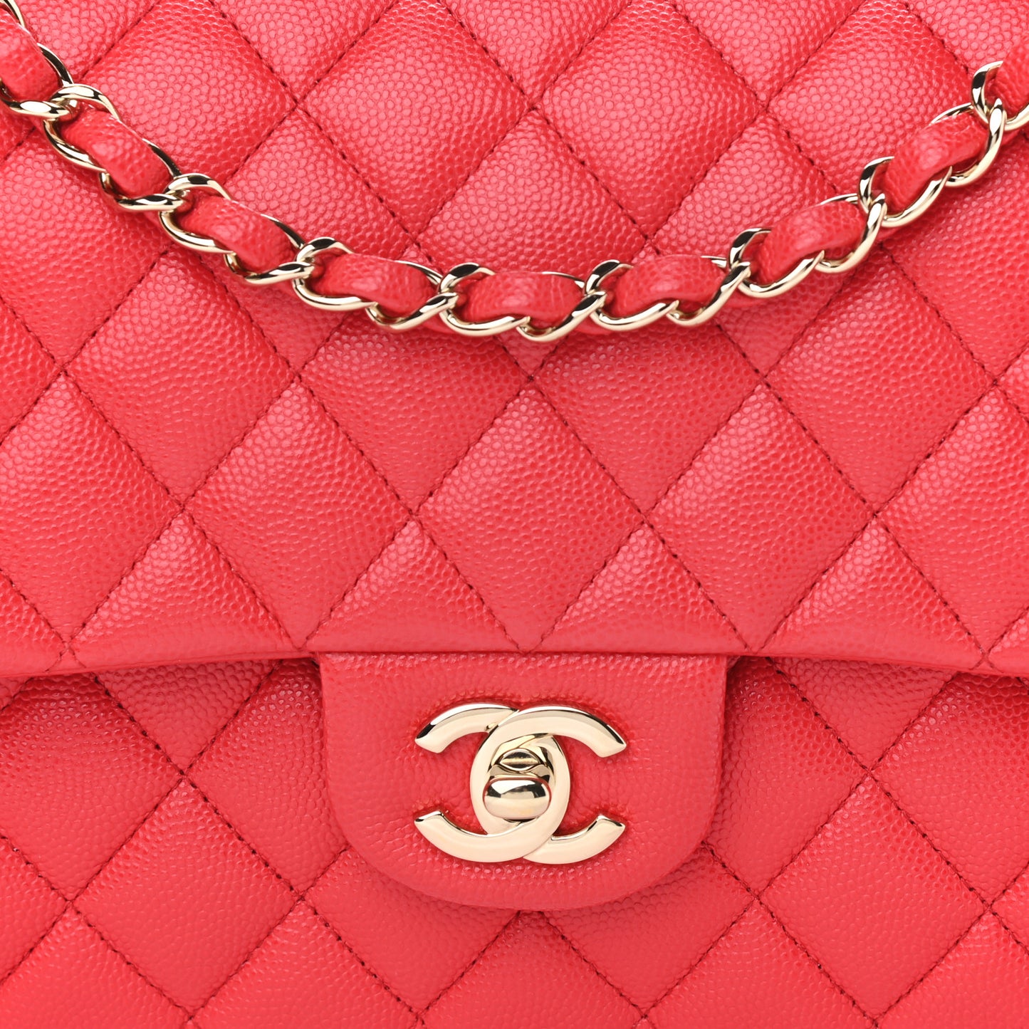 Caviar Quilted Medium Double Flap Red