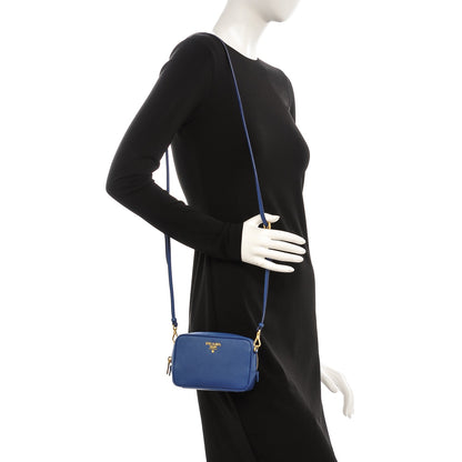Prada Saffiano Mini Camera Crossbody Azzurro 2 of 8