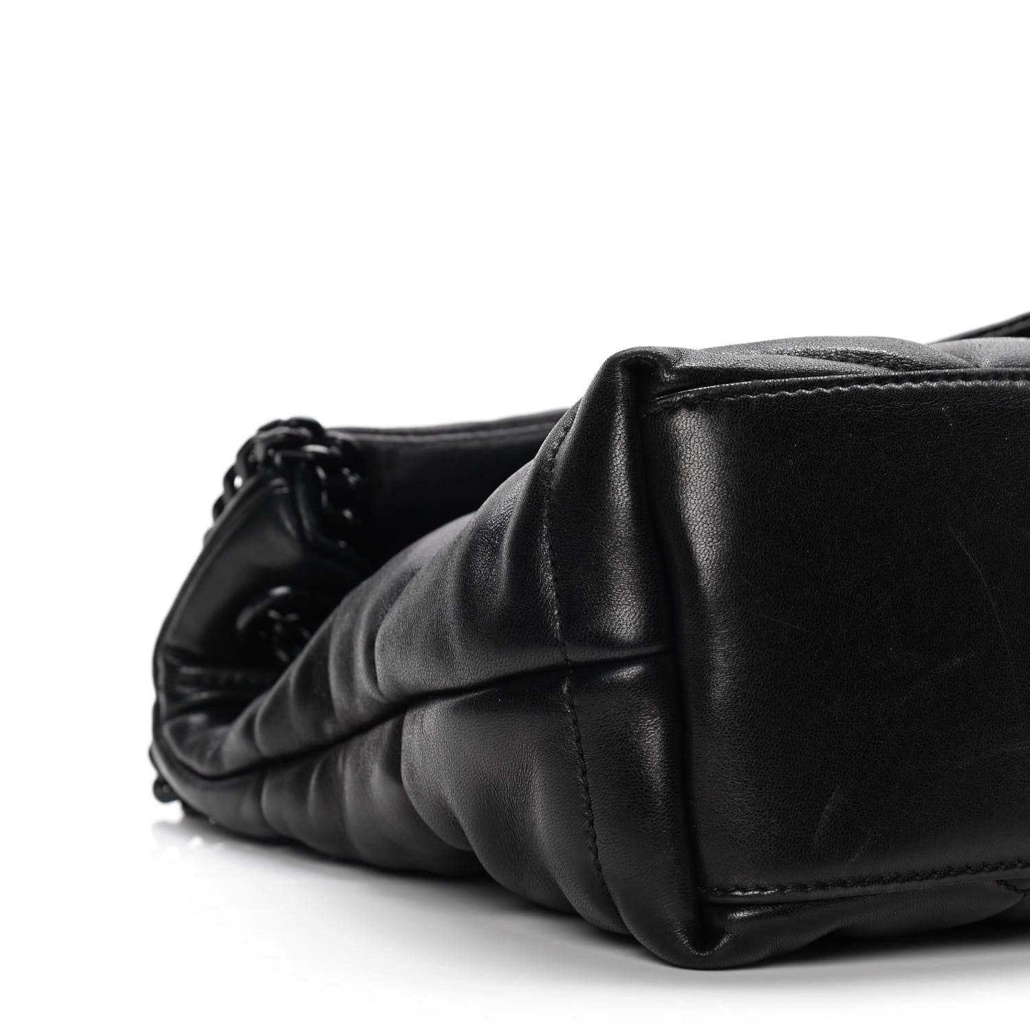 Saint Laurent Lambskin Quilted Small Loulou Puffer Monogram Chain Satchel Black 8 of 9