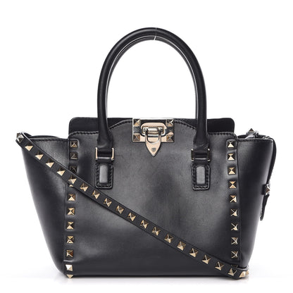 Valentino Garavani Vitello Mini Rockstud Double Handle Tote Black 1 of 11
