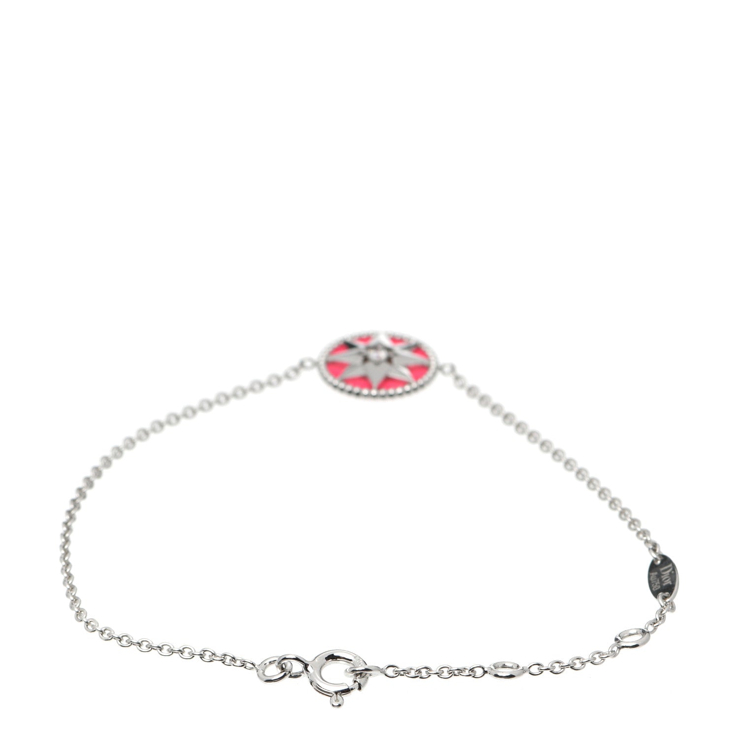 Christian Dior 18K White Gold Diamond Enamel Rose Des Vents Bracelet Pink 3 of 7