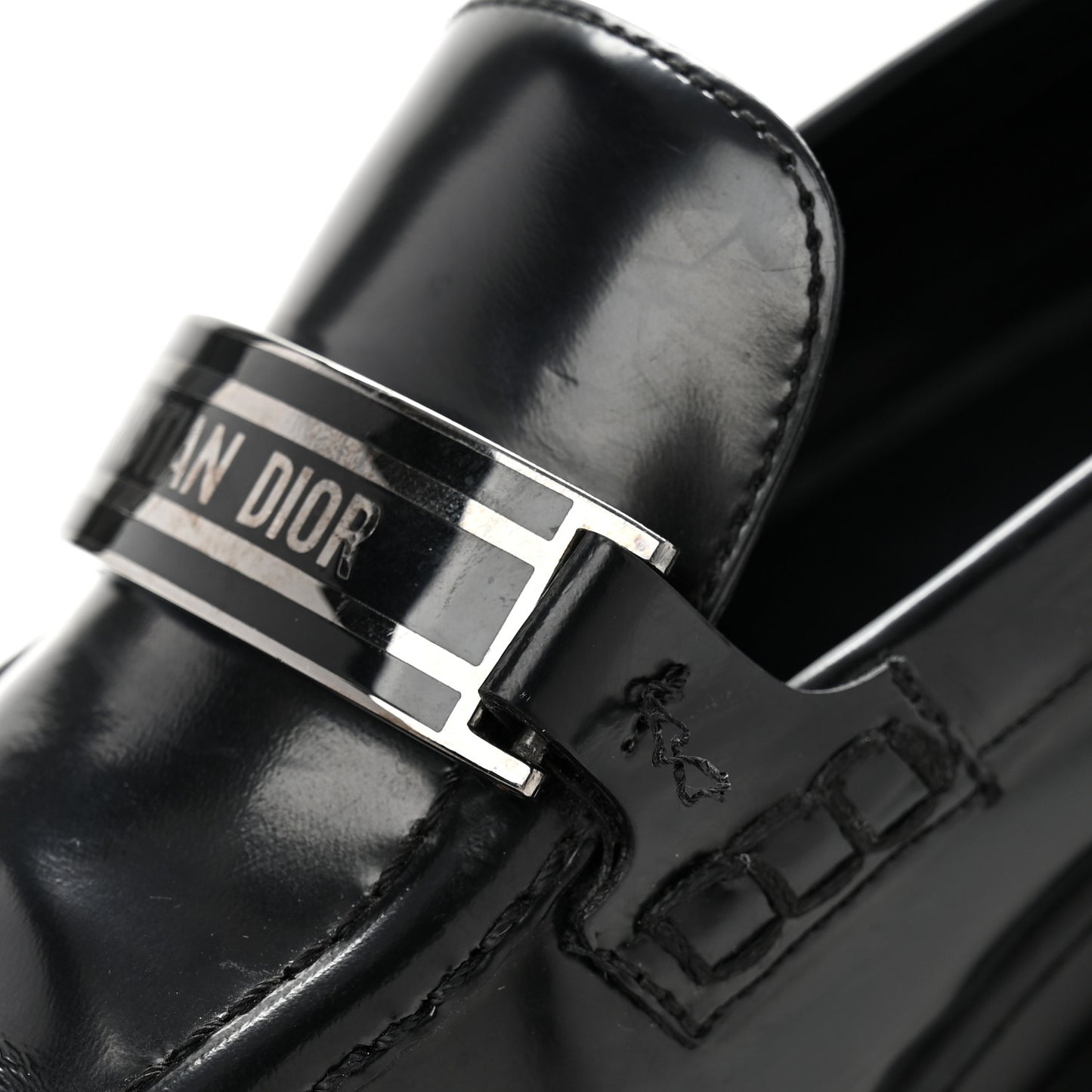 Brushed Calfskin Rubber Dior Code Cap Toe Lug Sole 35mm Loafers 40 Black
