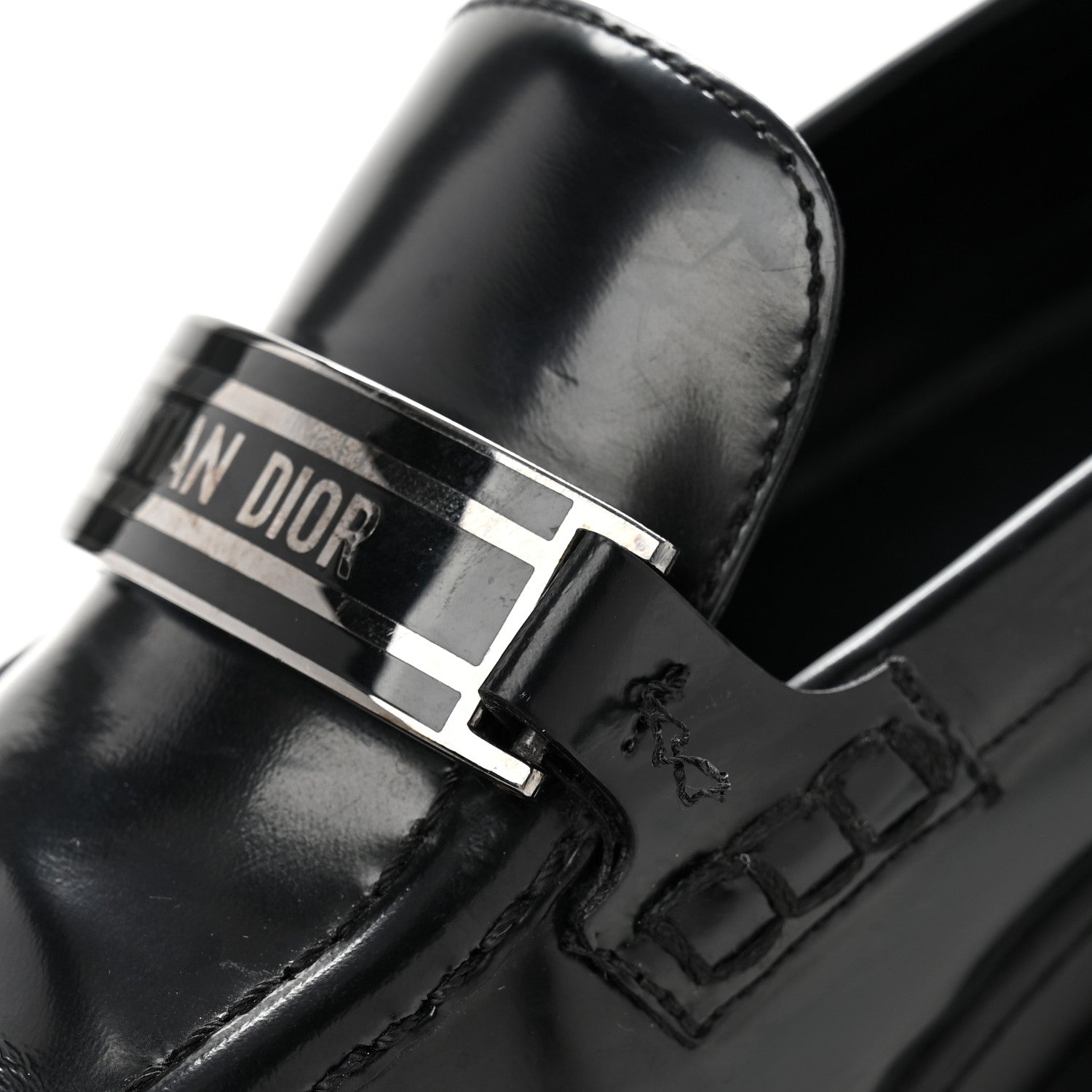 Christian Dior Brushed Calfskin Rubber Dior Code Cap Toe Lug Sole 35mm Loafers 40 Black 11 of 11