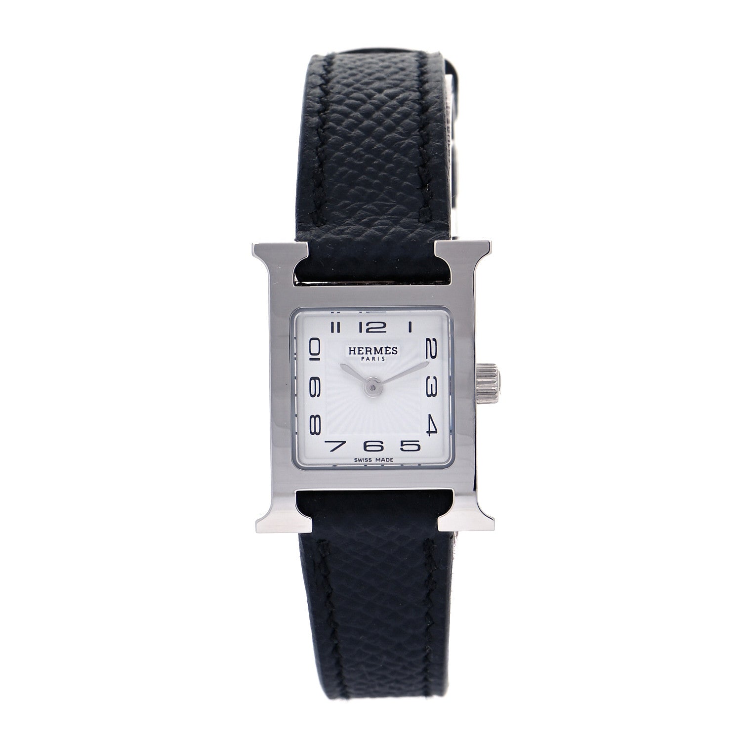 Hermes Stainless Steel Epsom 17.2mm Heure H Hour Quartz Watch Noir 1 of 6