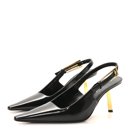 Saint Laurent Vitello Marilyn Lee 75 Slingback Pumps 37 Black 4 of 10