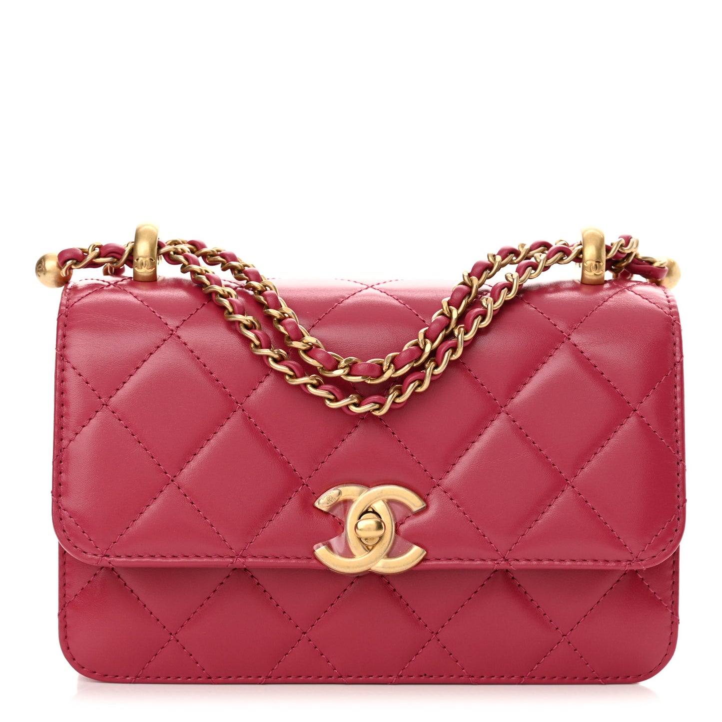 Calfskin Quilted Mini Perfect Fit Flap Dark Pink