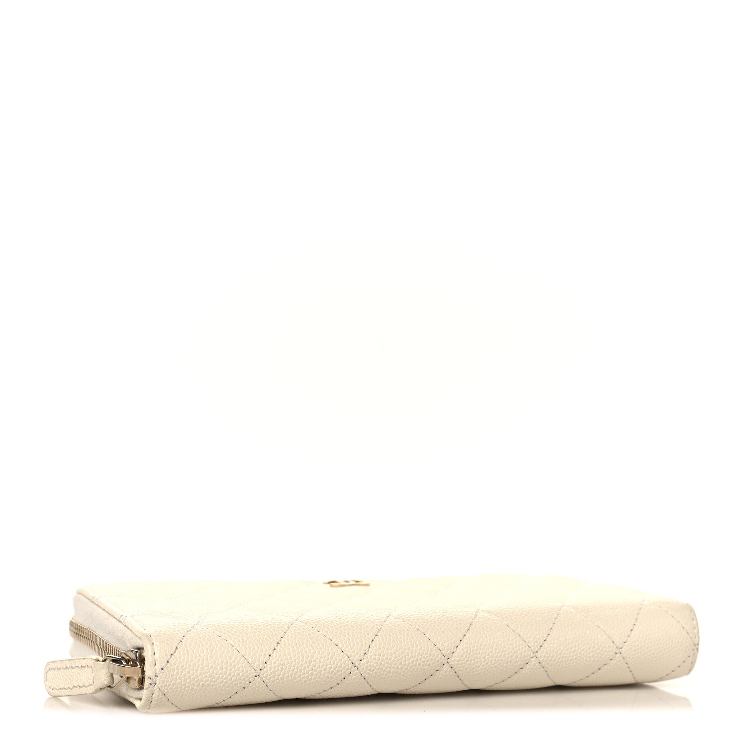 Chanel Caviar Quilted Large Gusset Zip Around Wallet White 4 of 8