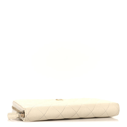 Chanel Caviar Quilted Large Gusset Zip Around Wallet White 4 of 8
