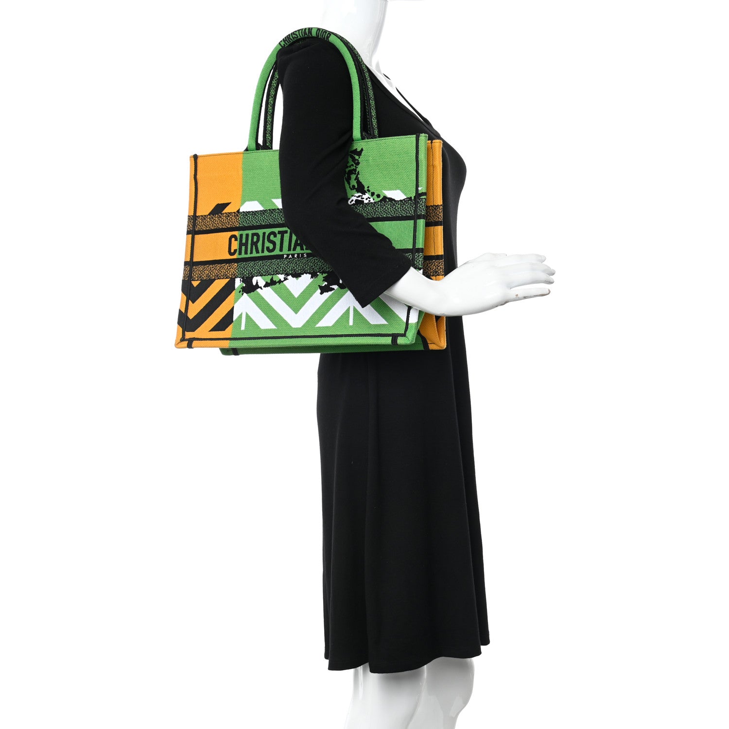 Christian Dior Canvas Embroidered Medium Jungle Pop Book Tote Green Multicolor 2 of 9