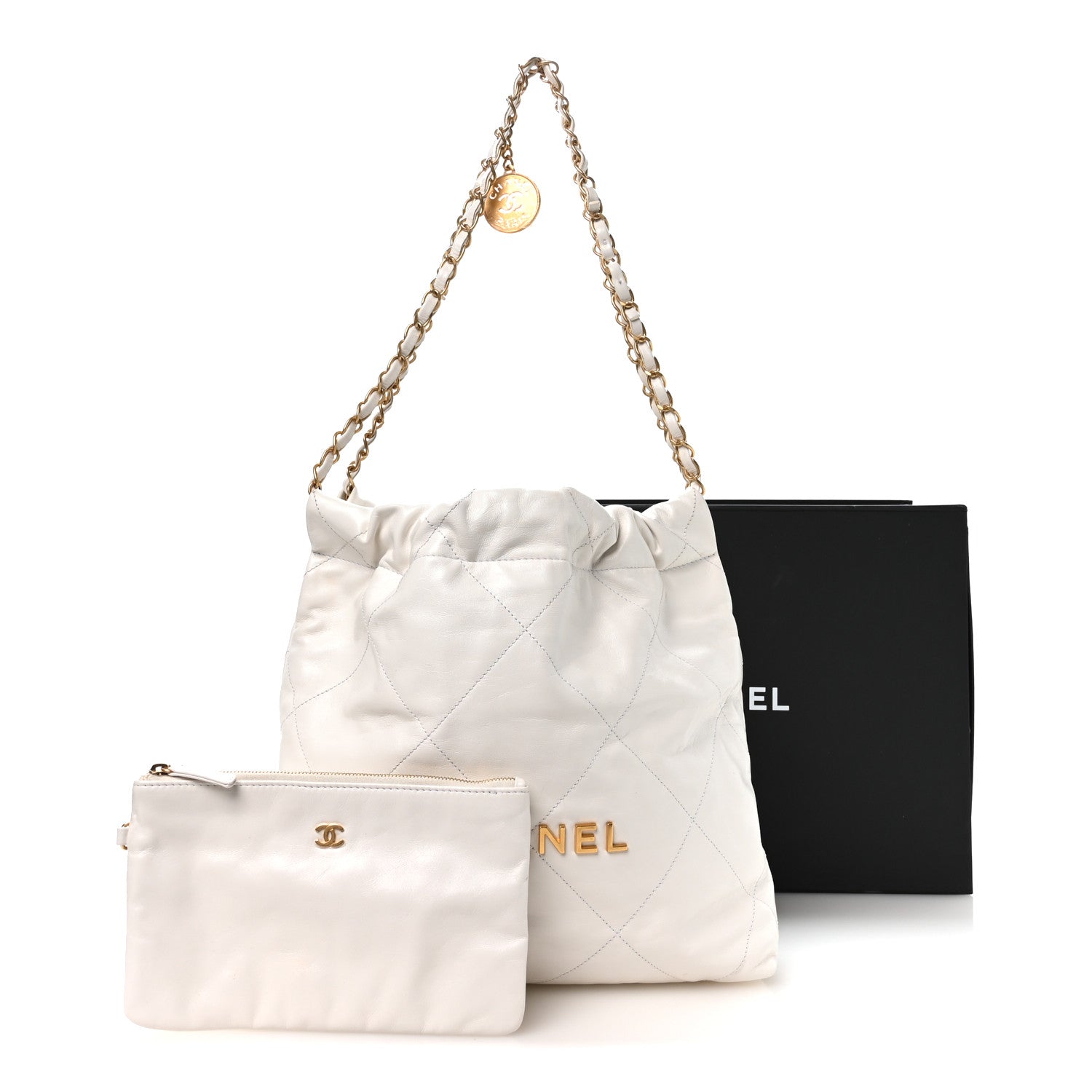 Chanel Shiny Calfskin Quilted Small Chanel 22 White 12 of 12
