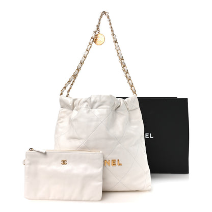 Chanel Shiny Calfskin Quilted Small Chanel 22 White 12 of 12