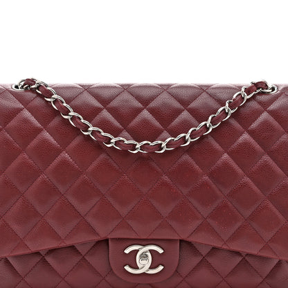 Chanel Caviar Quilted Maxi Double Flap Dark Red 8 of 10