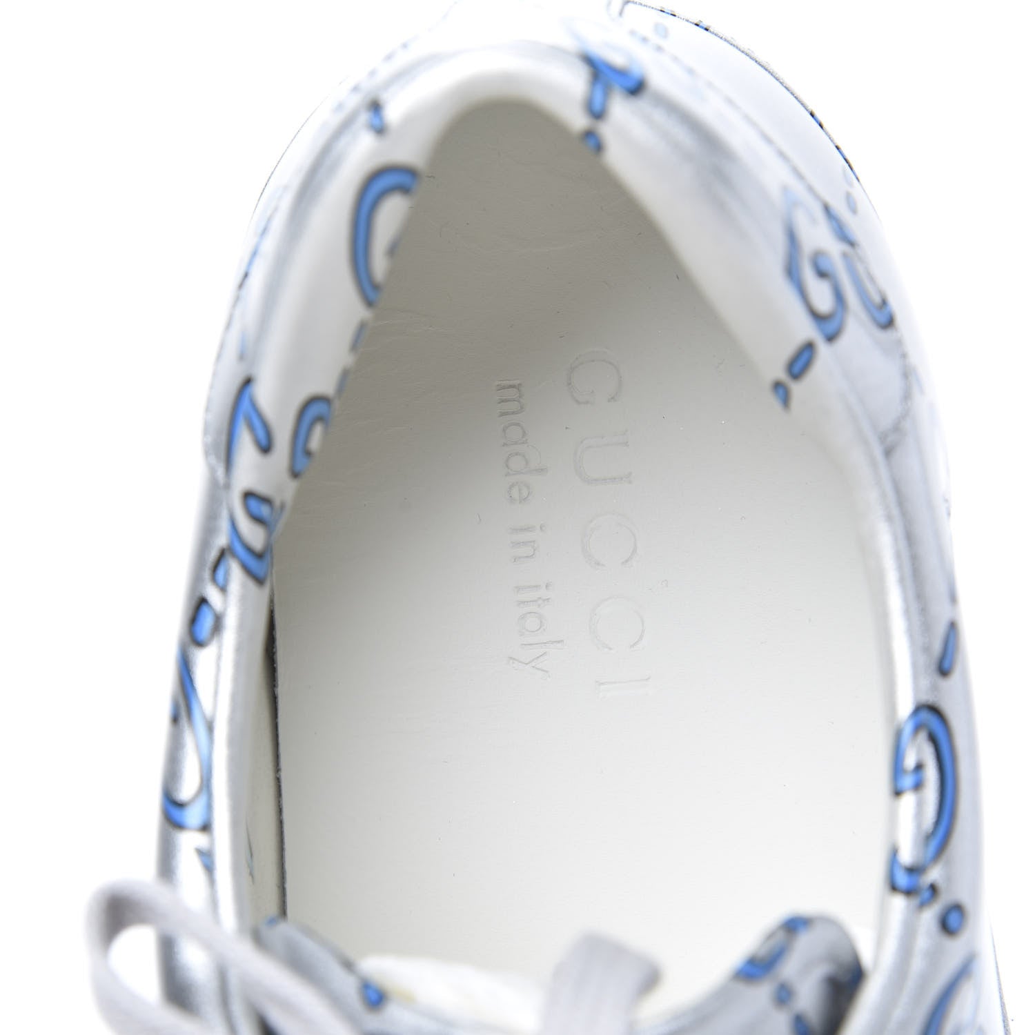 Gucci Miro Rubber Wax GucciGhost Print Mens New Ace Sneakers 9 Silver 8 of 9