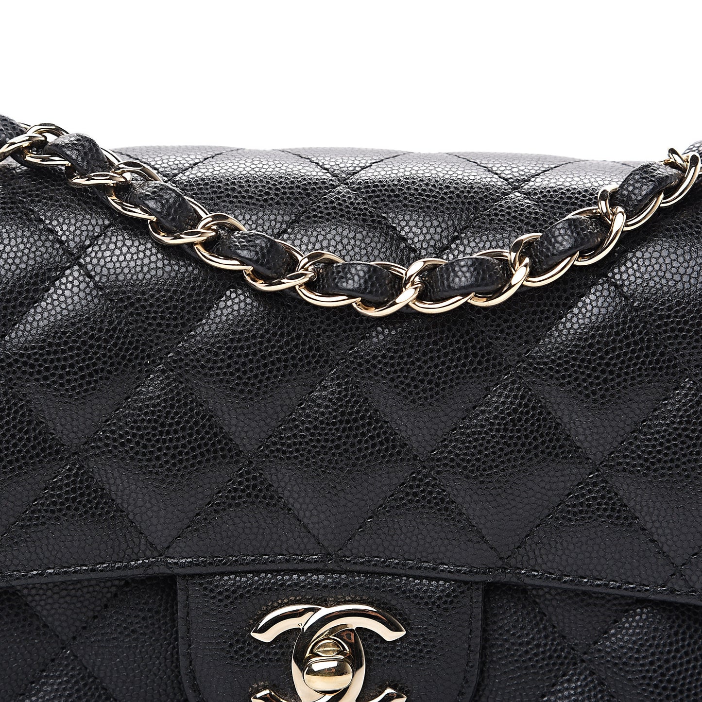 Caviar Quilted Mini Rectangular Flap Black