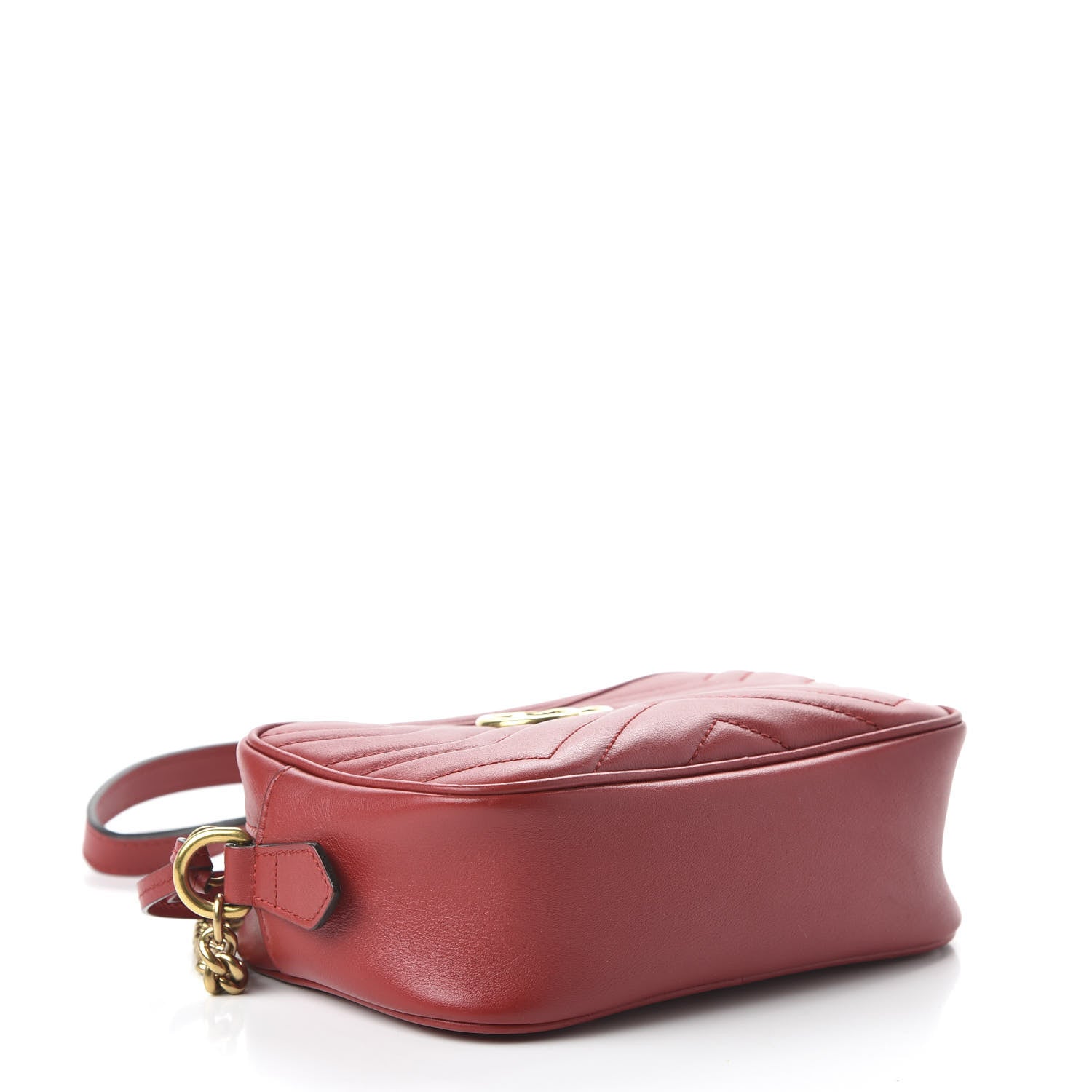 Gucci Calfskin Matelasse Mini GG Marmont Chain Shoulder Bag Hibiscus Red 4 of 10