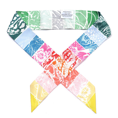 Hermes Silk Jungle Love Rainbow Twilly Vert Rose Jaune Fluo 1 of 4