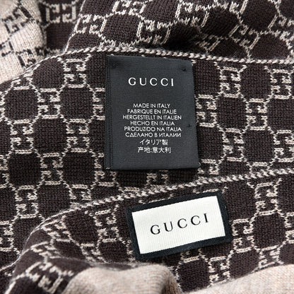 Gucci Wool Tricot GG Monogram Web New Lunicart Scarf Light Brown Dark Brown 3 of 3