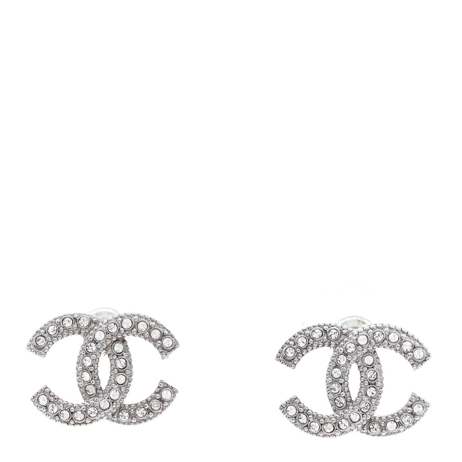 Chanel Crystal CC Earrings Silver 1 of 5