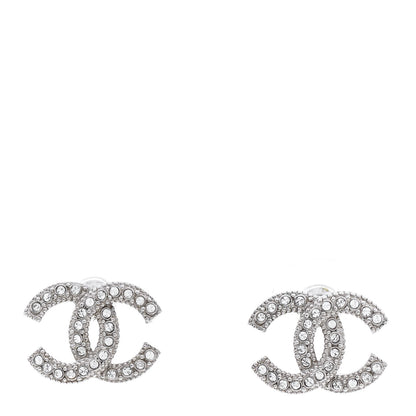 Chanel Crystal CC Earrings Silver 1 of 5