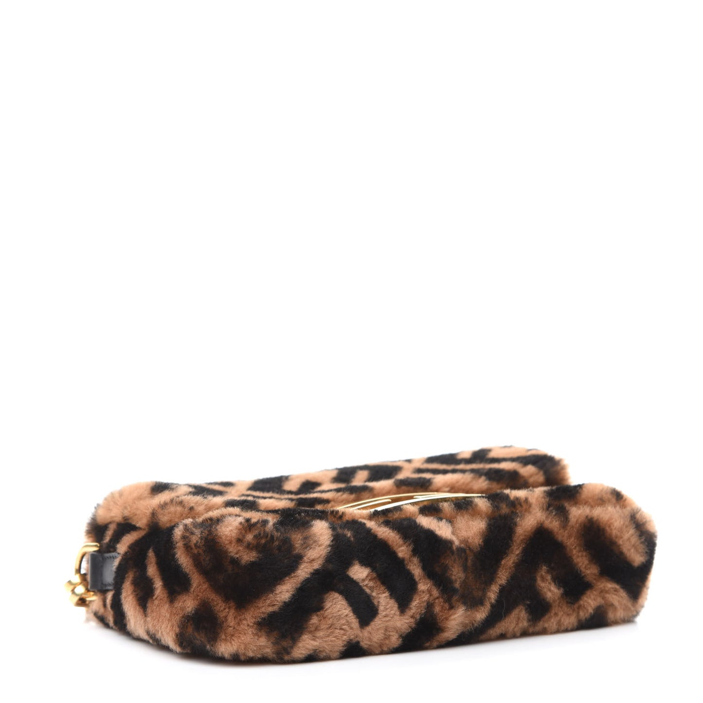 Shearling Vitello Dolce Macro FF 1974 Mini Baguette Tobacco Black