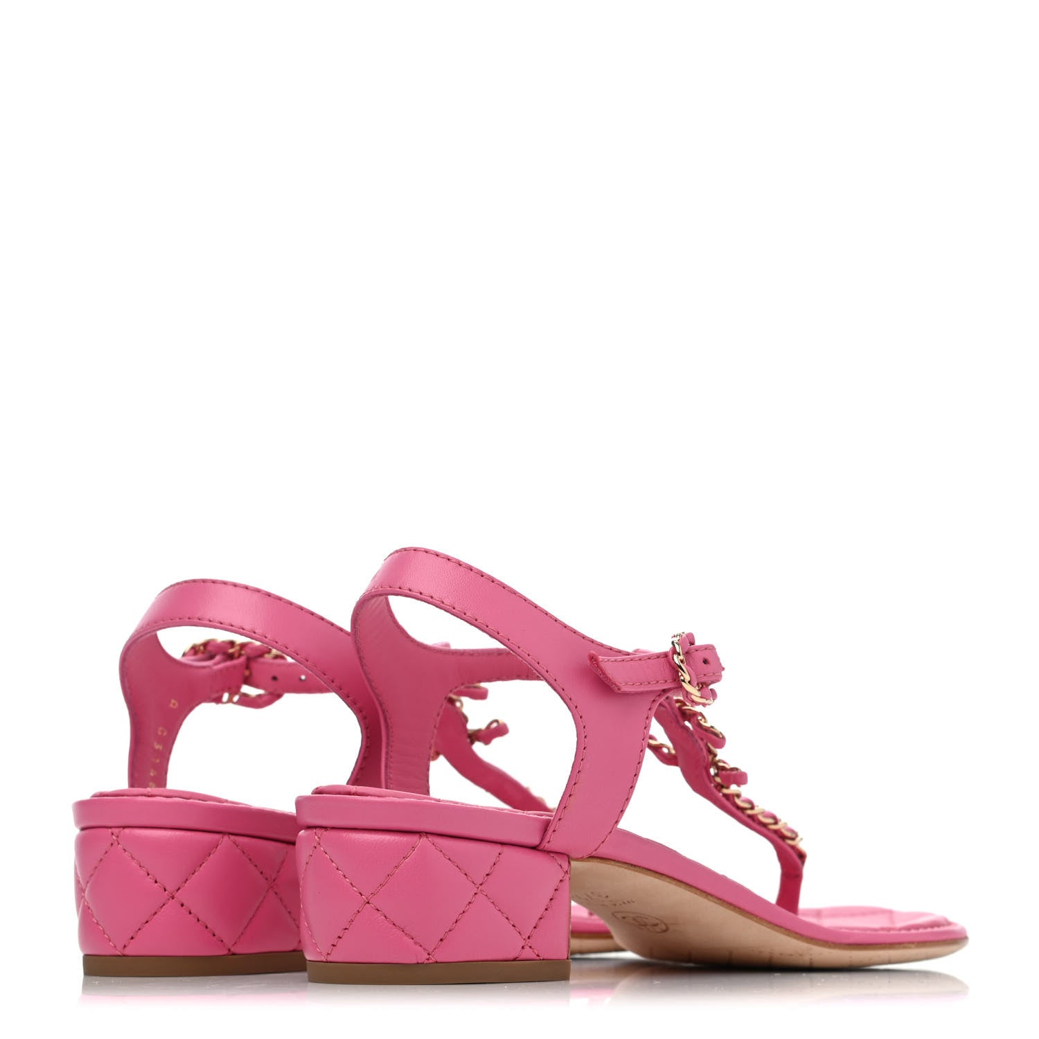Chanel Lambskin Chain CC Logo Thong Sandals 37.5 Pink 3 of 4