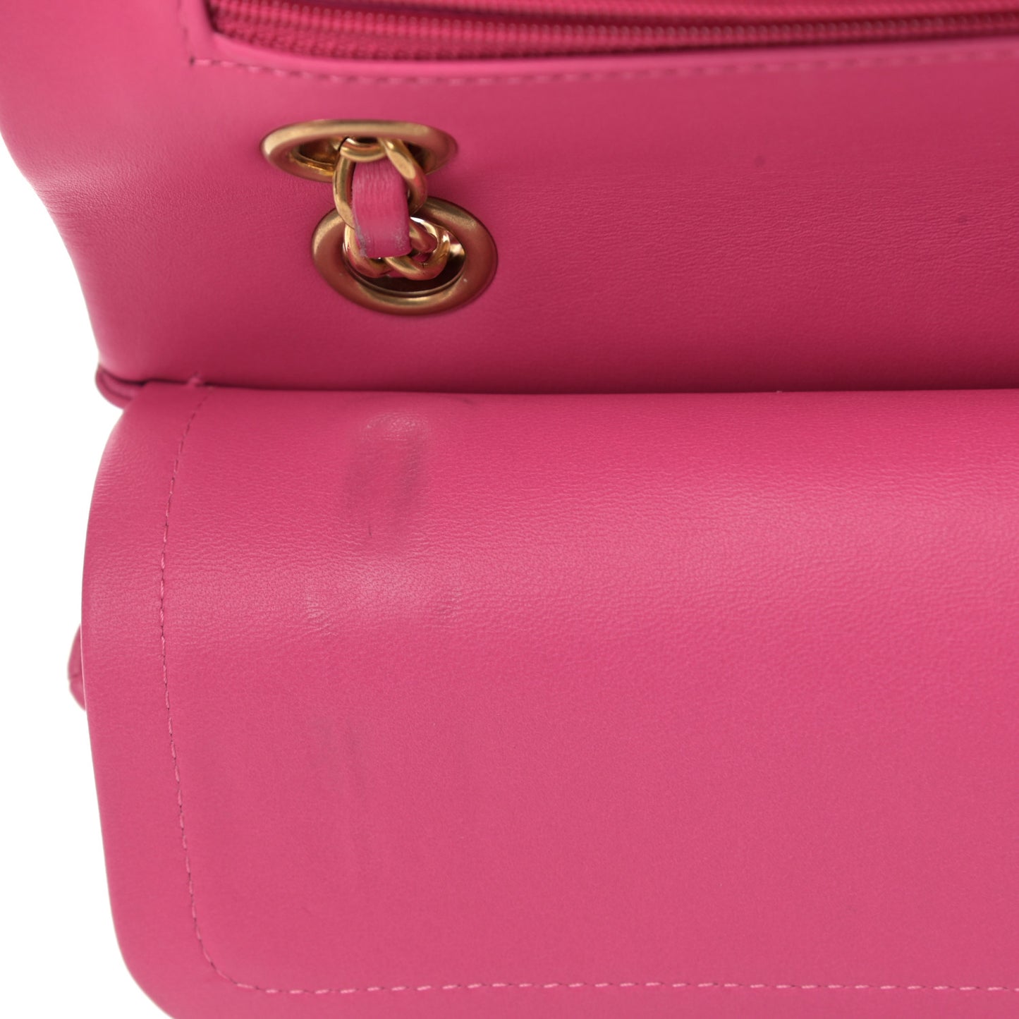 Lambskin Chevron Quilted Medium Double Flap Pink