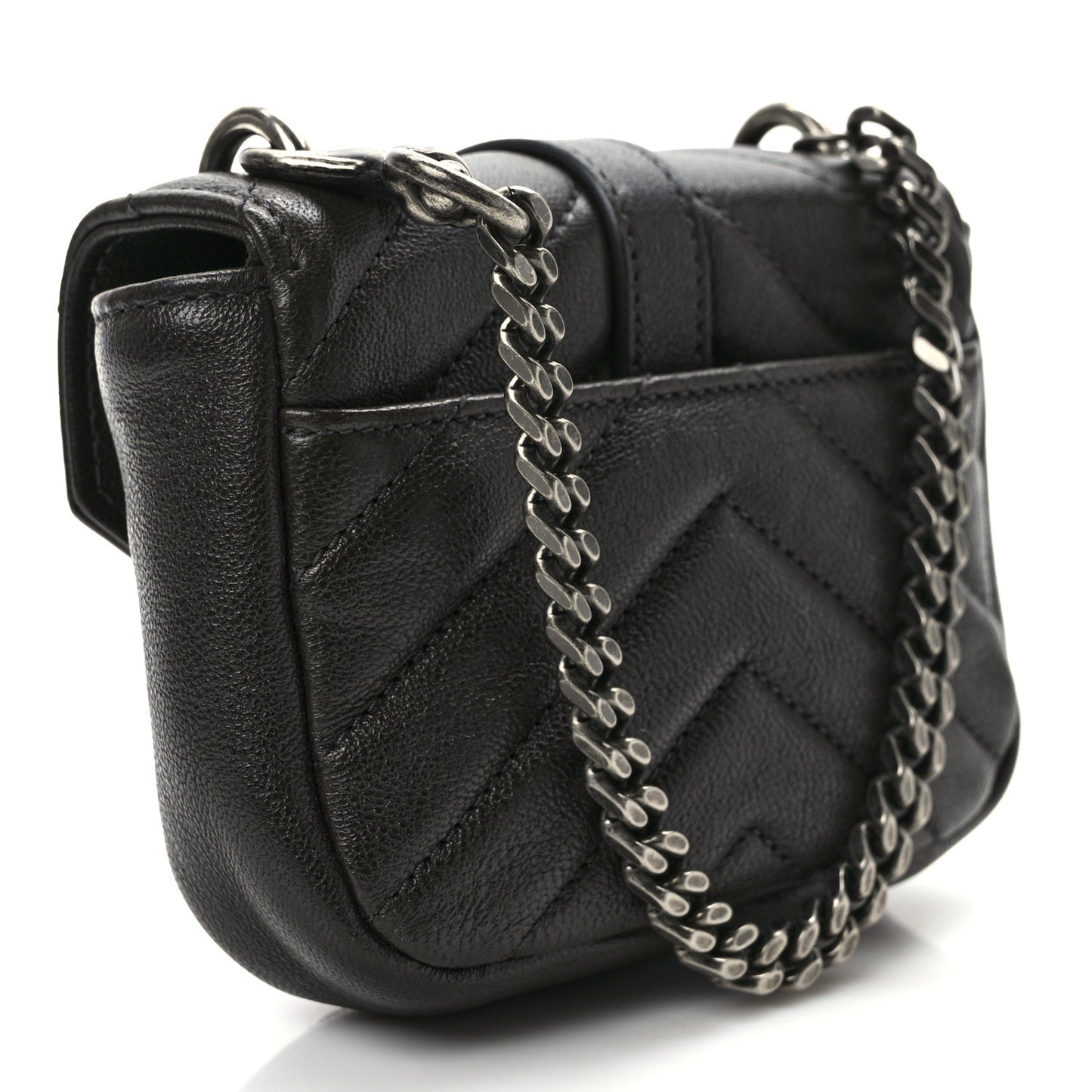 Sheepskin Matelasse Chevron Monogram Mini College Bag Dark Anthracite