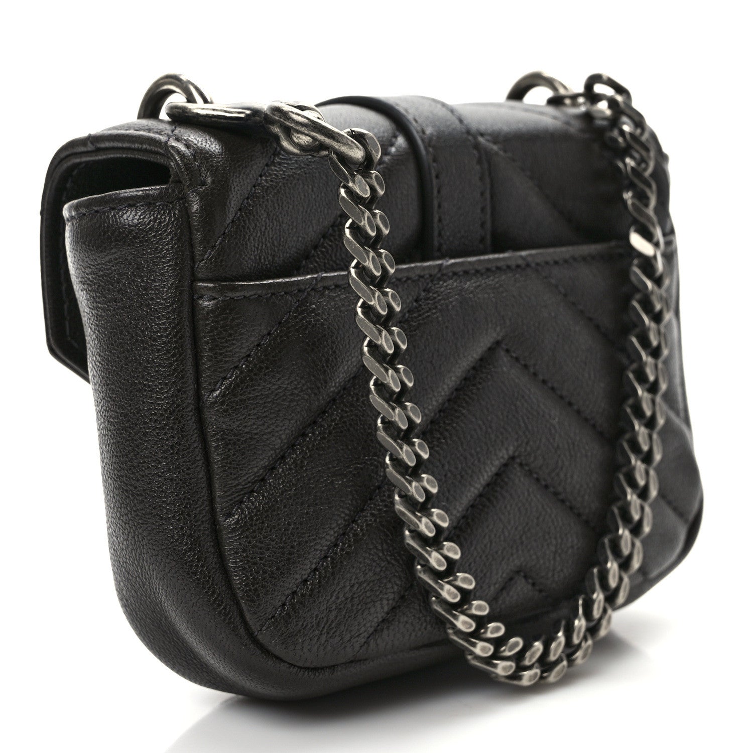 Saint Laurent Sheepskin Matelasse Chevron Monogram Mini College Bag Dark Anthracite 3 of 10