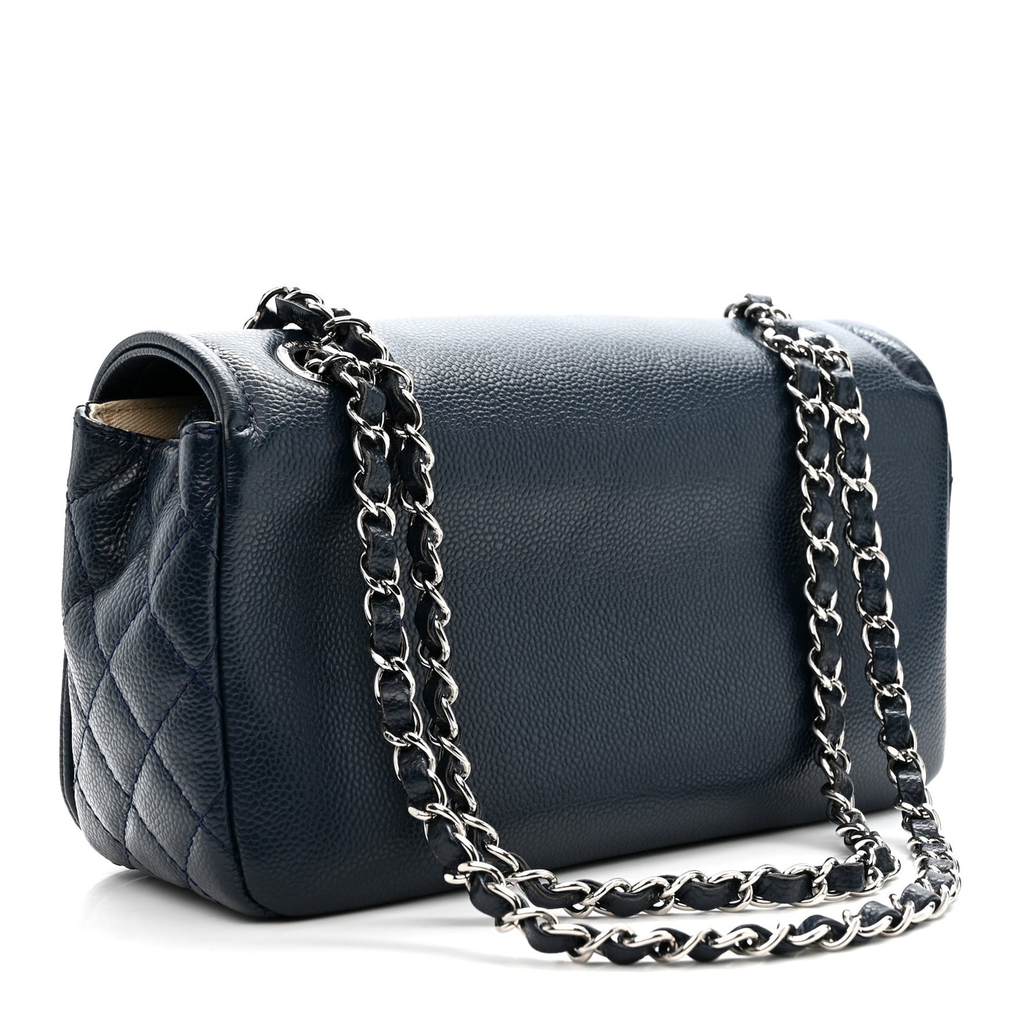 Caviar Medium Timeless CC Flap Navy Blue