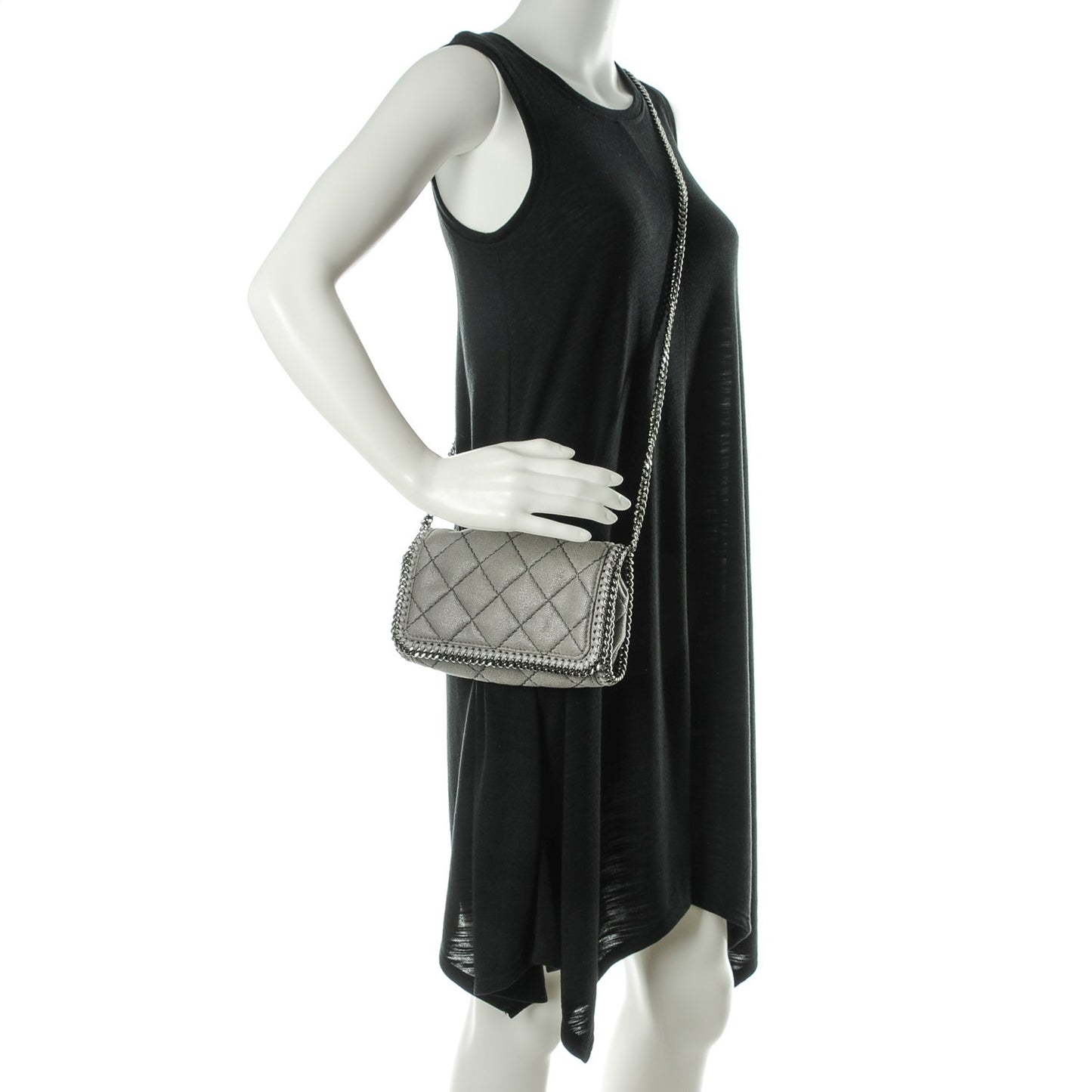 Shaggy Deer Quilted Falabella Crossbody Bag Light Grey