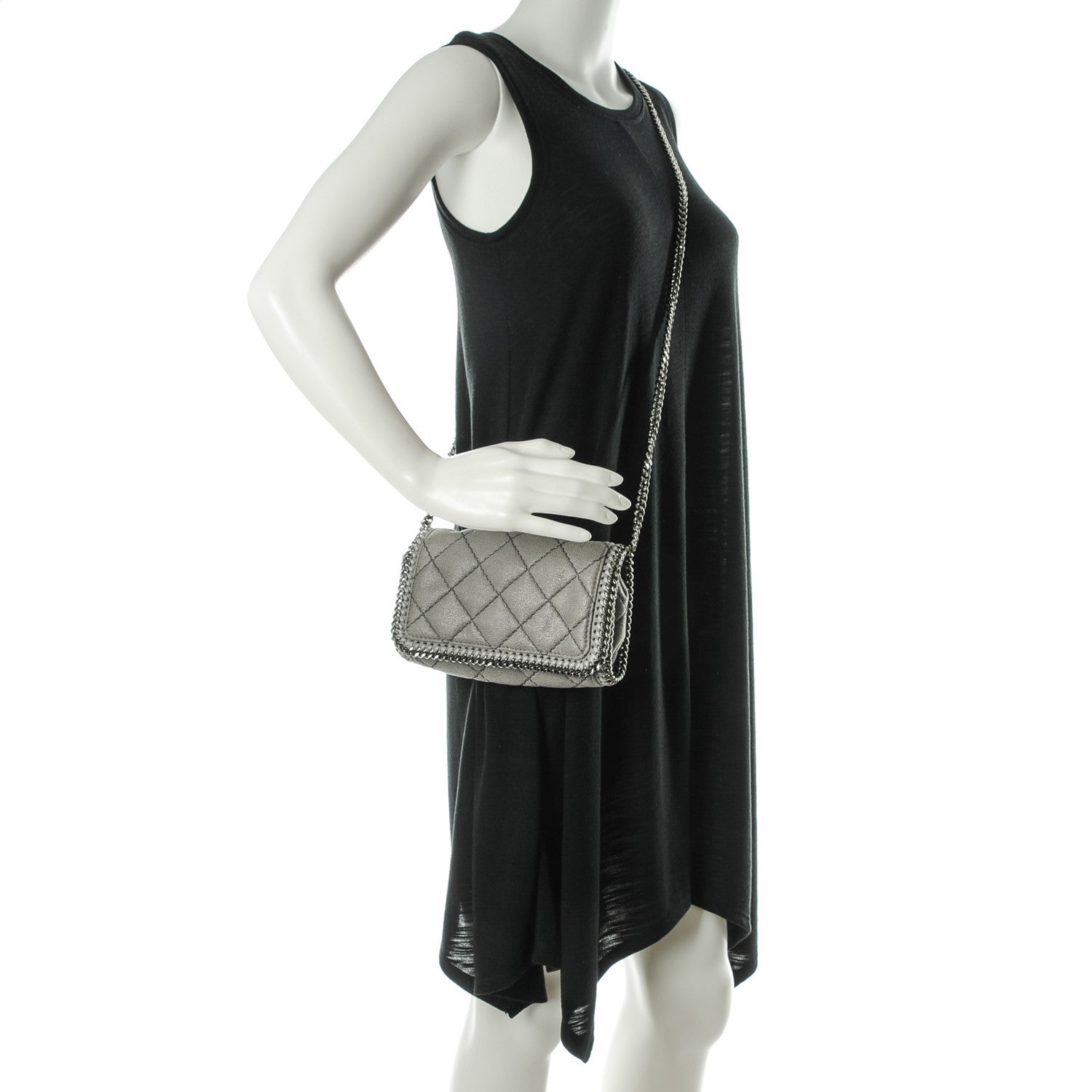 Stella McCartney Shaggy Deer Quilted Falabella Crossbody Bag Light Grey 2 of 9