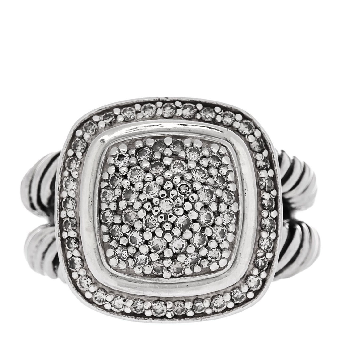 Sterling Silver Diamond 11mm Albion Pave Ring 54 7